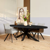 Ovaler Esstisch aus schwarzem Mangoholz 210cm